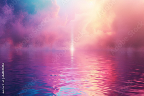 3d render of a liquid light beam slicing through a colorful mist