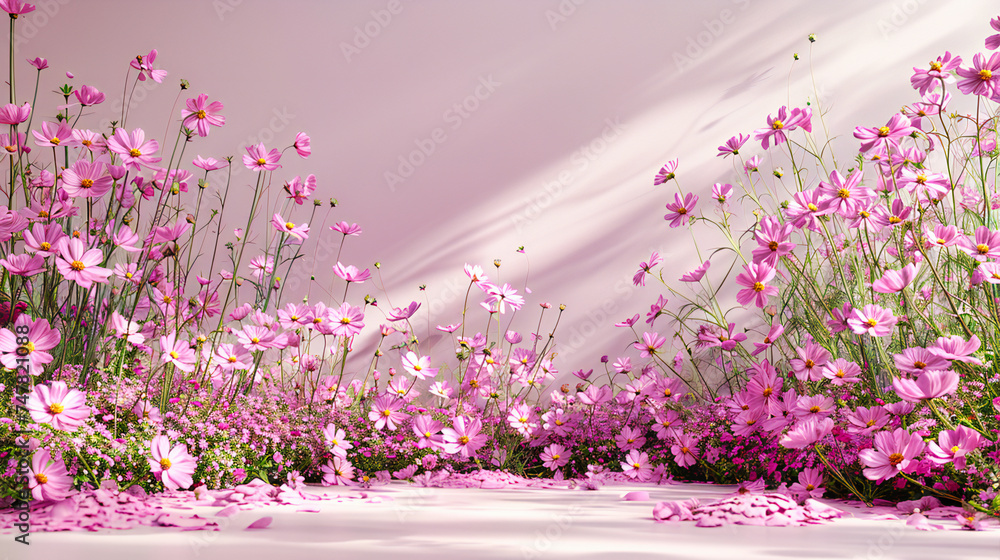 Obraz premium Summer Flowers and Bright Nature, Purple Floral Beauty in Meadow, Fresh Petal and Plant Elegance, Vibrant Spring Bloom, Colorful Garden and Sunshine Landscape