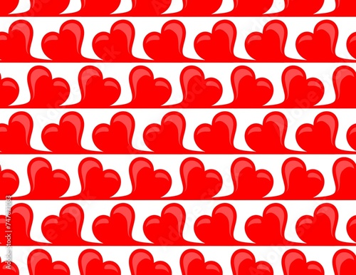 The seamless red background with hearts.