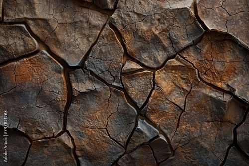 detailed image of a fractured rock surface  showcasing the intricate patterns and textures created by natural weathering