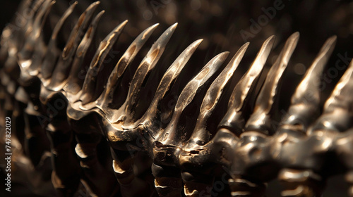 Close-up on a set of teeth, each one intricately designed like a different blade, showcasing evolutionary artistry photo