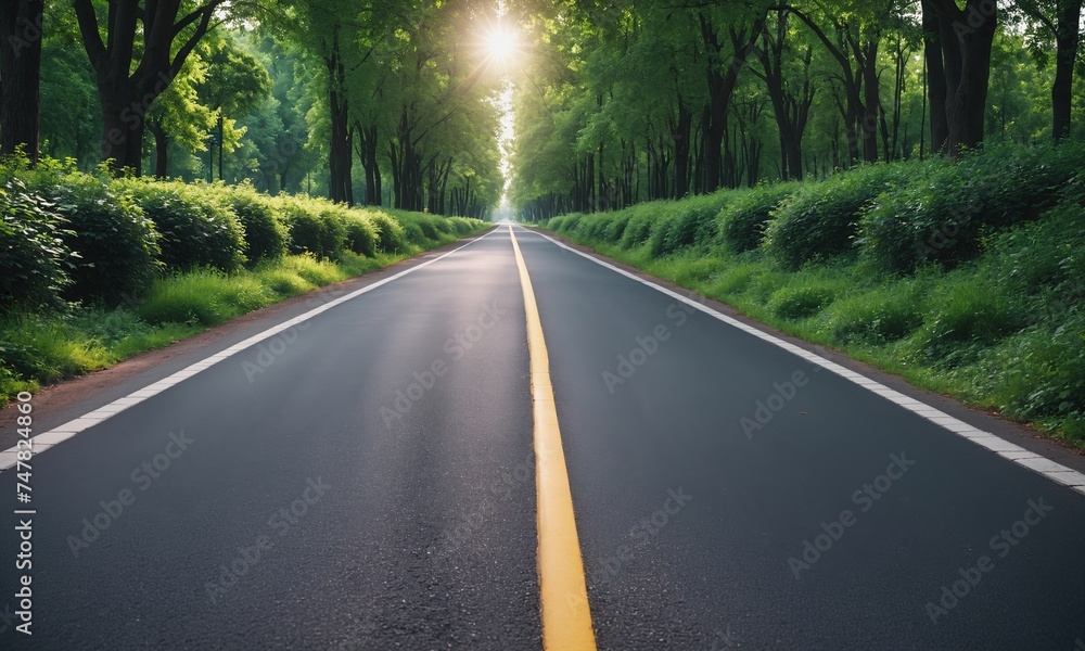 Peaceful Road Amidst Lush Green Trees