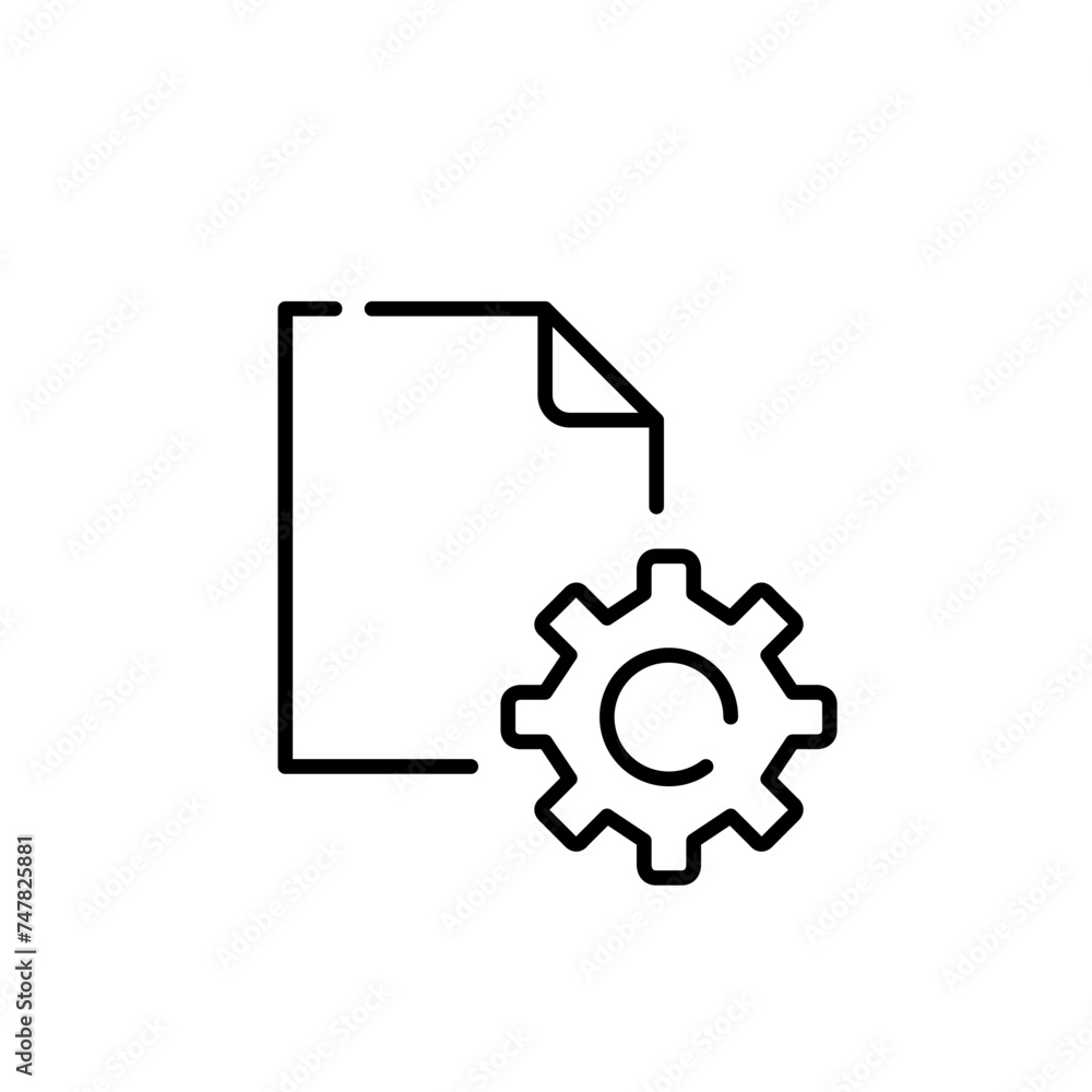 Settings cogwheel seamlessly integrated with file. Customization and configuration for efficient file management icon Settings cogwheel seamlessly integrated with file. Customization and configuration for efficient file management icon