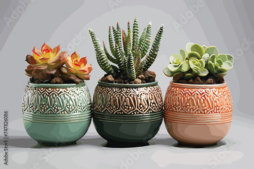 various types of succulent plants and cacti