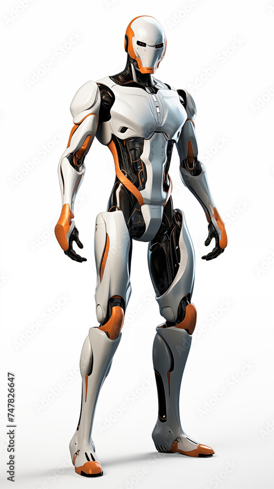 Futuristic strong robot, full body