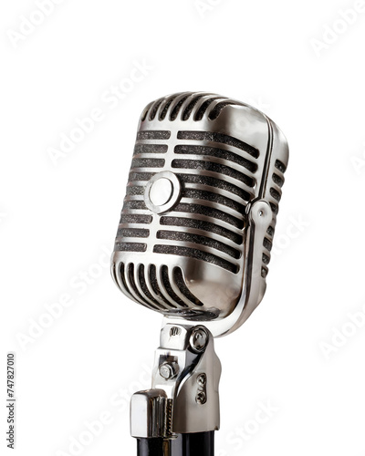 retro microphone isolated on white or transparent background 