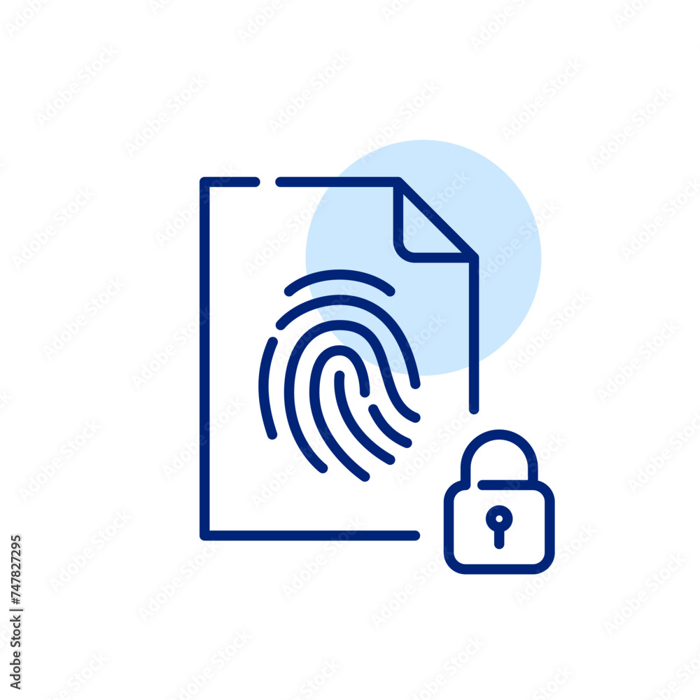 Fingerprint protected file. Pixel perfect, editable stroke icon Fingerprint protected file. Pixel perfect, editable stroke icon