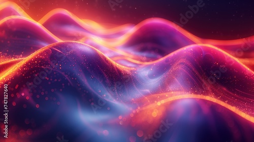 abstract shape glowing in ultraviolet with curvy neon lines on a colorful background. Futuristic energy concept.