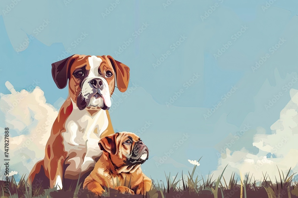 dog and cat background with minimalist background for international pet day, National Pet day banner design, generative ai