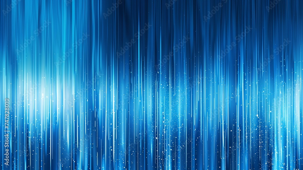Blue abstract background with glowing light streaks.