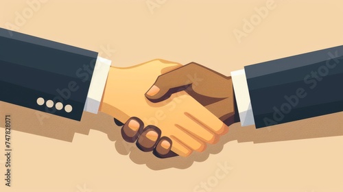 Two people in suits and ties shaking hands, symbolizing a business deal or partnership
