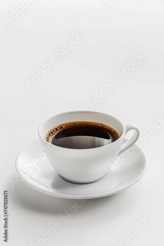 A simple, elegant coffee cup filled with black coffee, against a blank background, emphasizing minimalism and serenity © ttonaorh