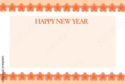 ポップで可愛いオレンジ色の小花の年賀状素材　2025