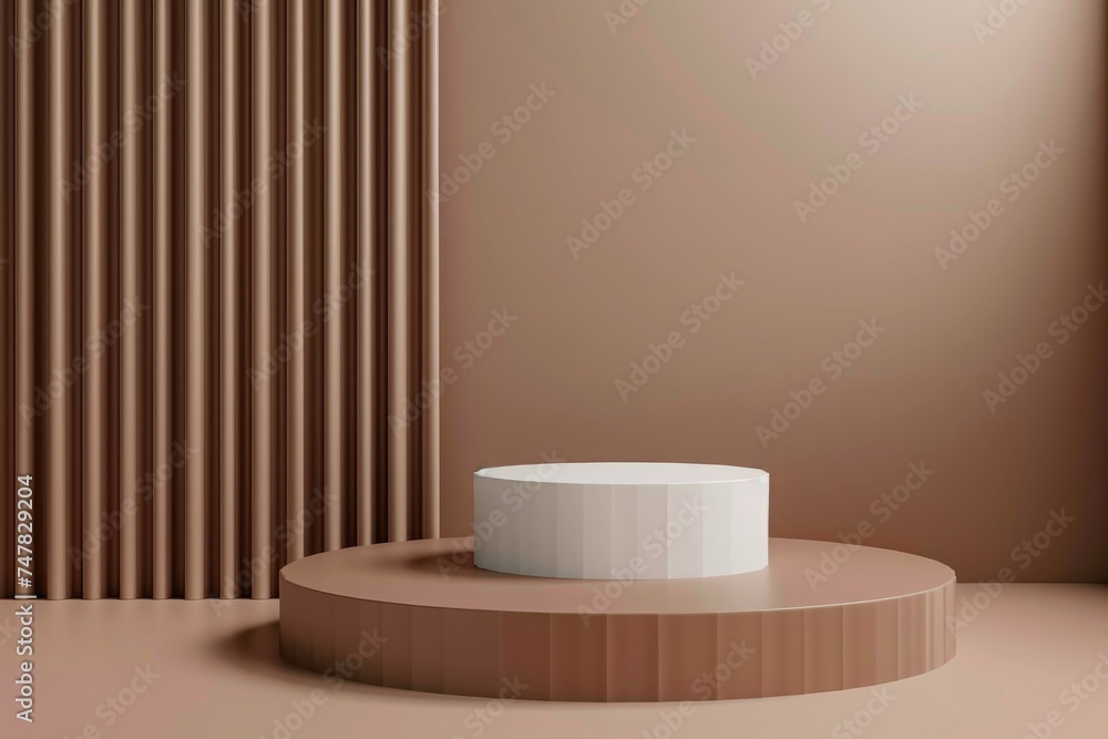 3d render of podium for product presentation. Abstract minimal scene with geometric shapes on the wall 3d render of podium for product presentation. Abstract minimal scene with geometric shapes on the wall
