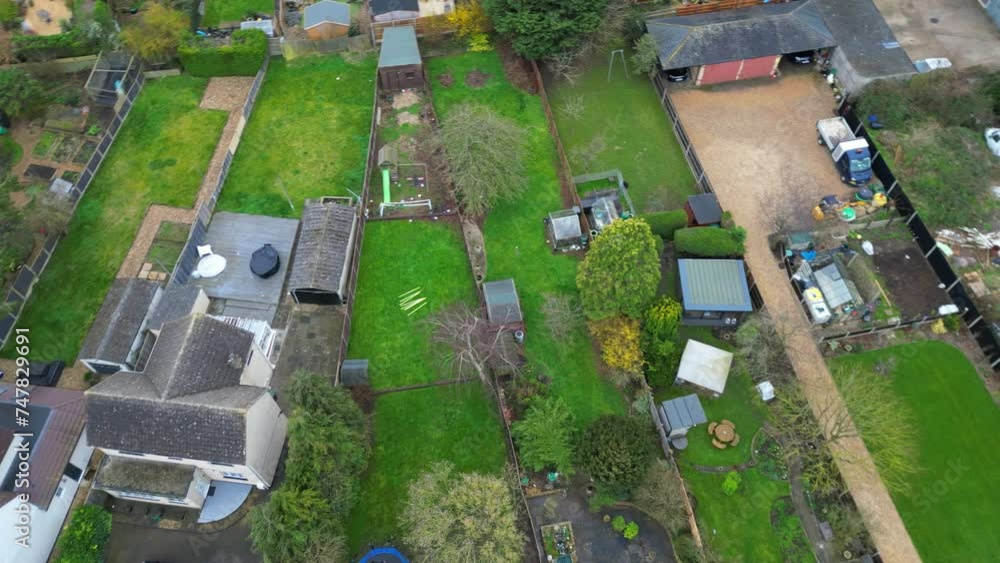 Most Beautiful High Angle View of Arseley Town of England UK. The Footage Was Captured During Cloudy and Rain Day.