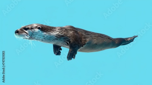 A sleek otter glides effortlessly through the water, its lithe body perfectly adapted for swimming.