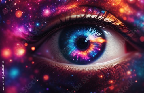 Fantasy eye with colorful galaxy