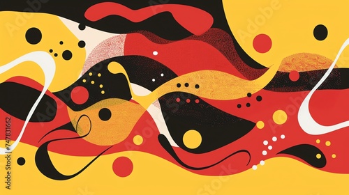 Abstract background with bright colors and flowing shapes.