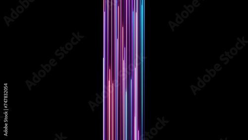 cycled 3d rendering. Abstract background with ascending colorful neon lines, glowing trails looped Abstract Pink blue and purple vertical neon lines with glowing trails. Appear, slide up and fade way
