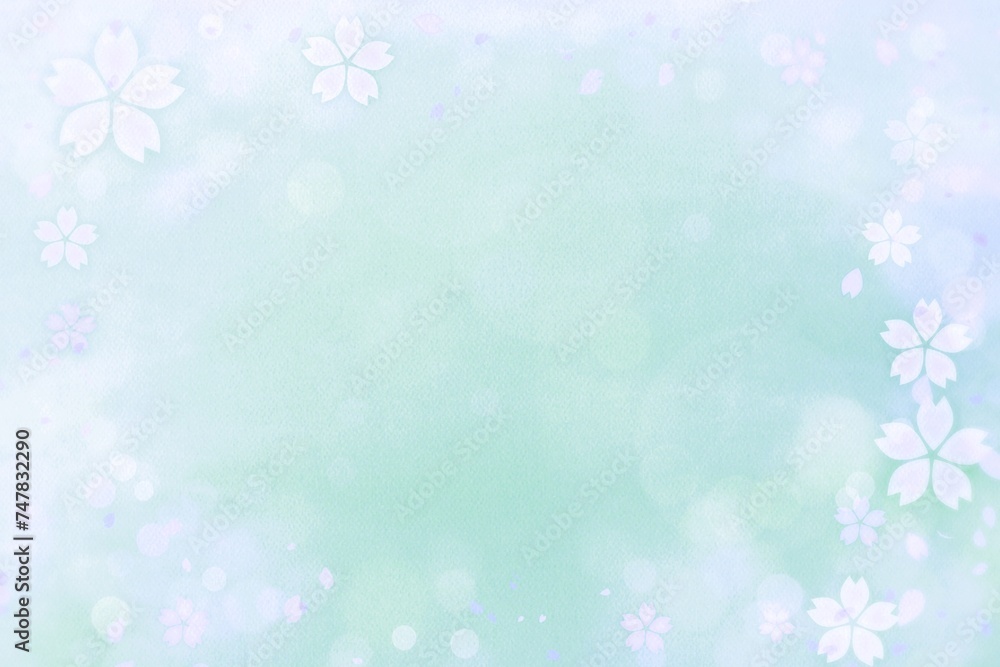 桜の花のグリーンの背景フレーム