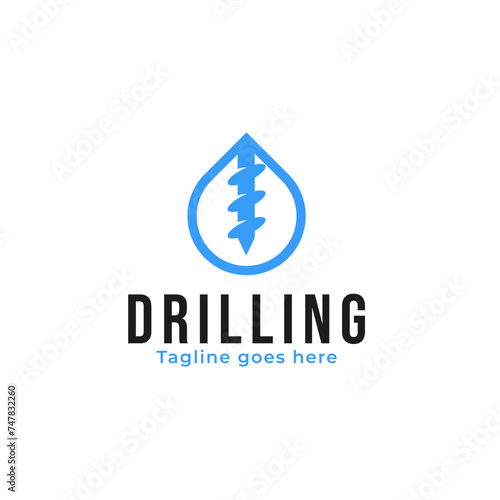 Water Drilling Logo Design Concept Vector Illustration