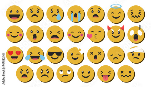 Collection of cute emoticons reaction with dots