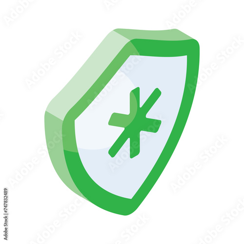Medical sign inside protection shield showing concept icon of health insurance, medical protection vector