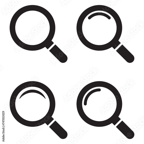 Magnifying glass icon, vector magnifier or loupe sign. Web search icon.
