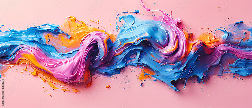 Fototapeta premium Creative Paint Splash, Abstract Artistic Texture, Colorful Acrylic Liquid Flow, Vibrant Art Design