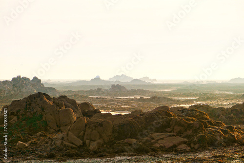 Foto Panoramic view of the tidal zone in La Rocque, Jersey