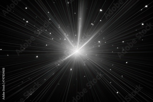 Abstract Light Rays Glowing Brightly on Black Background - Stunning Glare of White Rays Perfect for Christmas Star Effect