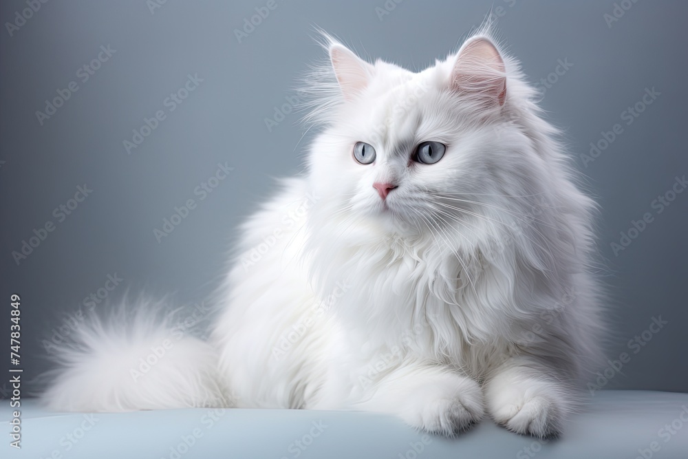 Fluffy White Cat - Cute Kitten with Sweet Muzzle and Paw on Display Fluffy White Cat - Cute Kitten with Sweet Muzzle and Paw on Display