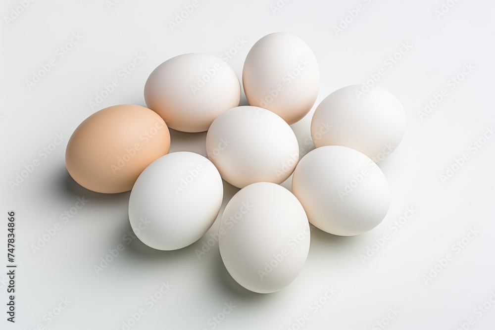 Fresh and Edible: White Eggs on White Background Fresh and Edible: White Eggs on White Background