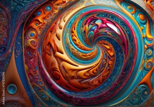 3D rendering of a mesmerizing glass object  with intricate patterns and swirls of vibrant colors