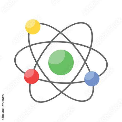 An isometric vector style of quantum physics, atom icon design