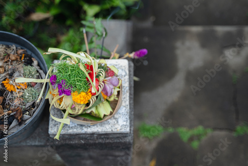 a Bunch of Flowers called Canang in Bali is a symbol of gratitude, offering to the God