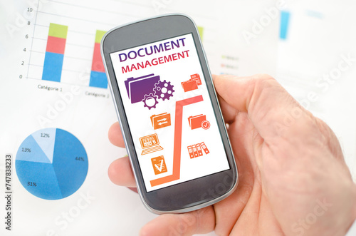 Document management concept on a smartphone