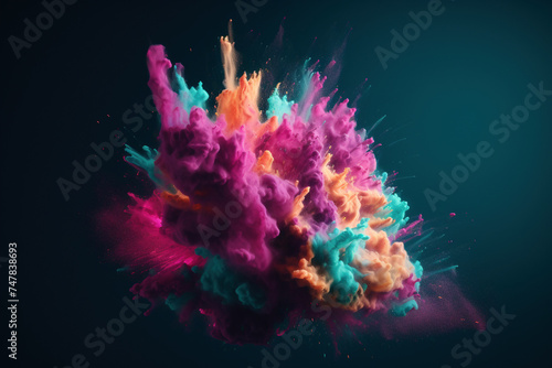 Vibrant Color Explosion in Dark Background for Abstract Art