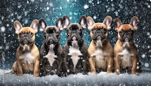 Snowy Shenanigans: Adorable French Bulldog Puppies Frolicking in Winter Wonderland
