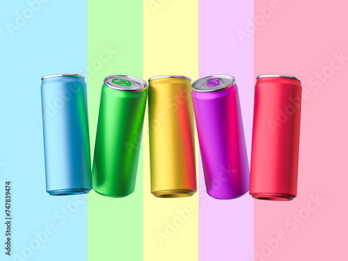 Realistic Aluminium Cans Collection in different colors, 3d illustration, Drink cans Collection, Mockup of can for Brand promotion