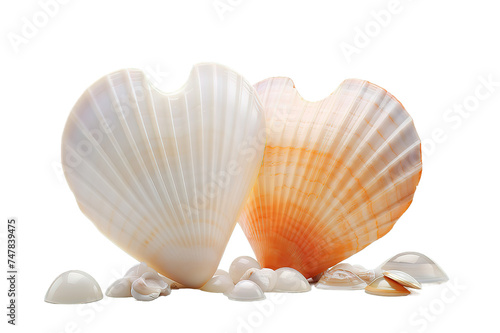 Sea shells stacked in the form of heart isolated on PNG Background. Generative Ai. 