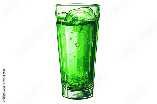 Splash in a glass of green lemonade isolated on PNG Background. Generative Ai.
