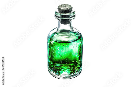 green potion in the bottle isolated on PNG Background. Generative Ai. 