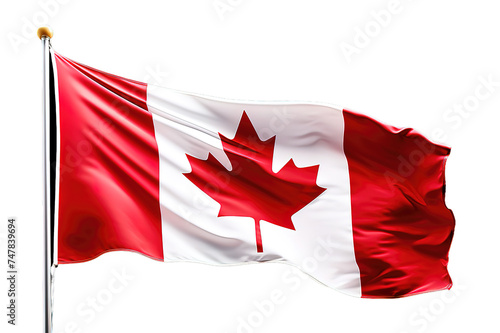 Canada flag waving isolated on PNG Background. Generative Ai. 