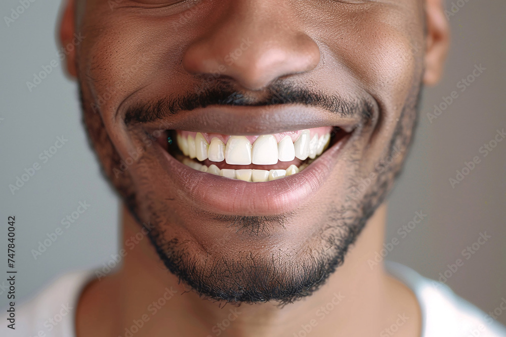 Fototapeta premium dental whitening, Before and after dental whitening close up radiant smile evolution transformation, close up of a person with a smile, white smile