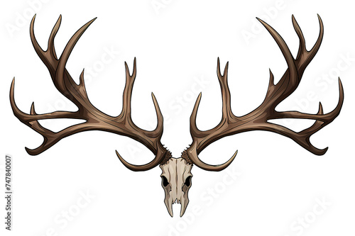 deer skull with antlers isolated on PNG Background. Generative Ai. 