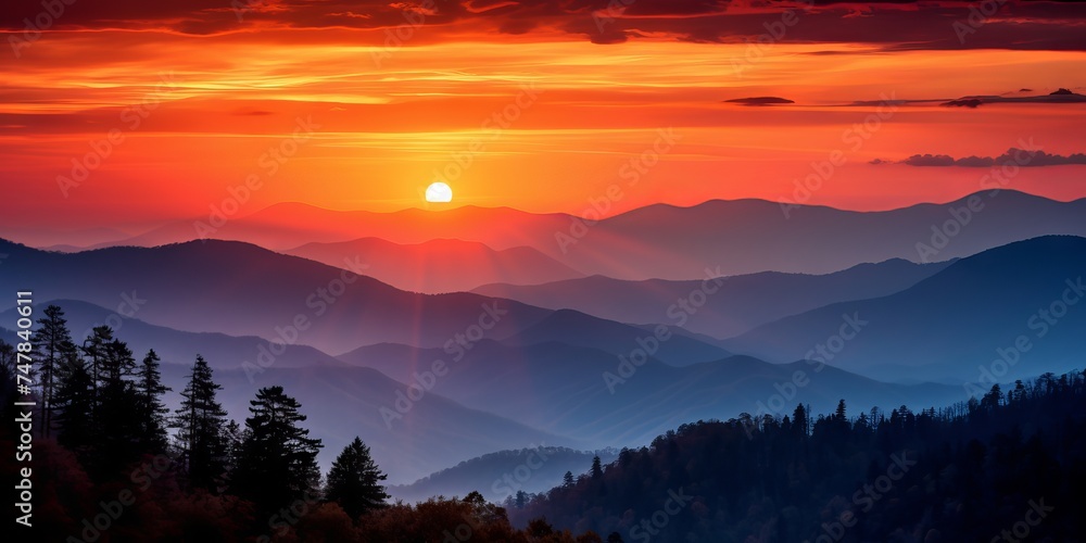 Vibrant Sunset Over Smoky Mountains, Captured with Canon RF 50mm f/1.2L USM Lens - Nature Photography