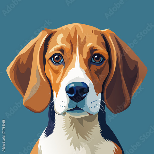Cute Beagle dog portrait vector