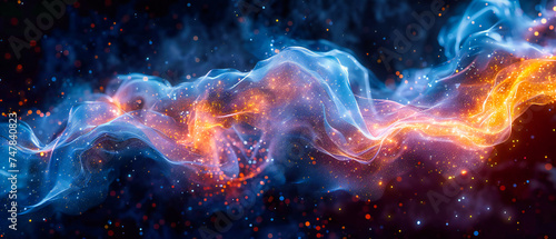 Cosmic Nebula and Starry Galaxy in Space, Abstract Astronomy Background with Light and Colorful Smoke Texture