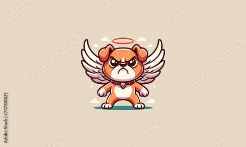 dog angry with wings vector illustration mascot design